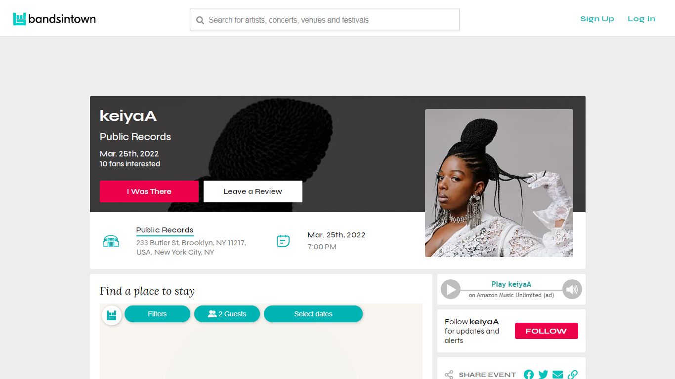 Bandsintown | keiyaA Tickets - Public Records, Mar 25, 2022